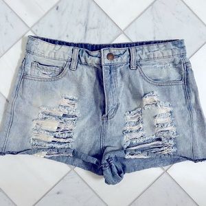 Distressed Denim Cut-off Shorts